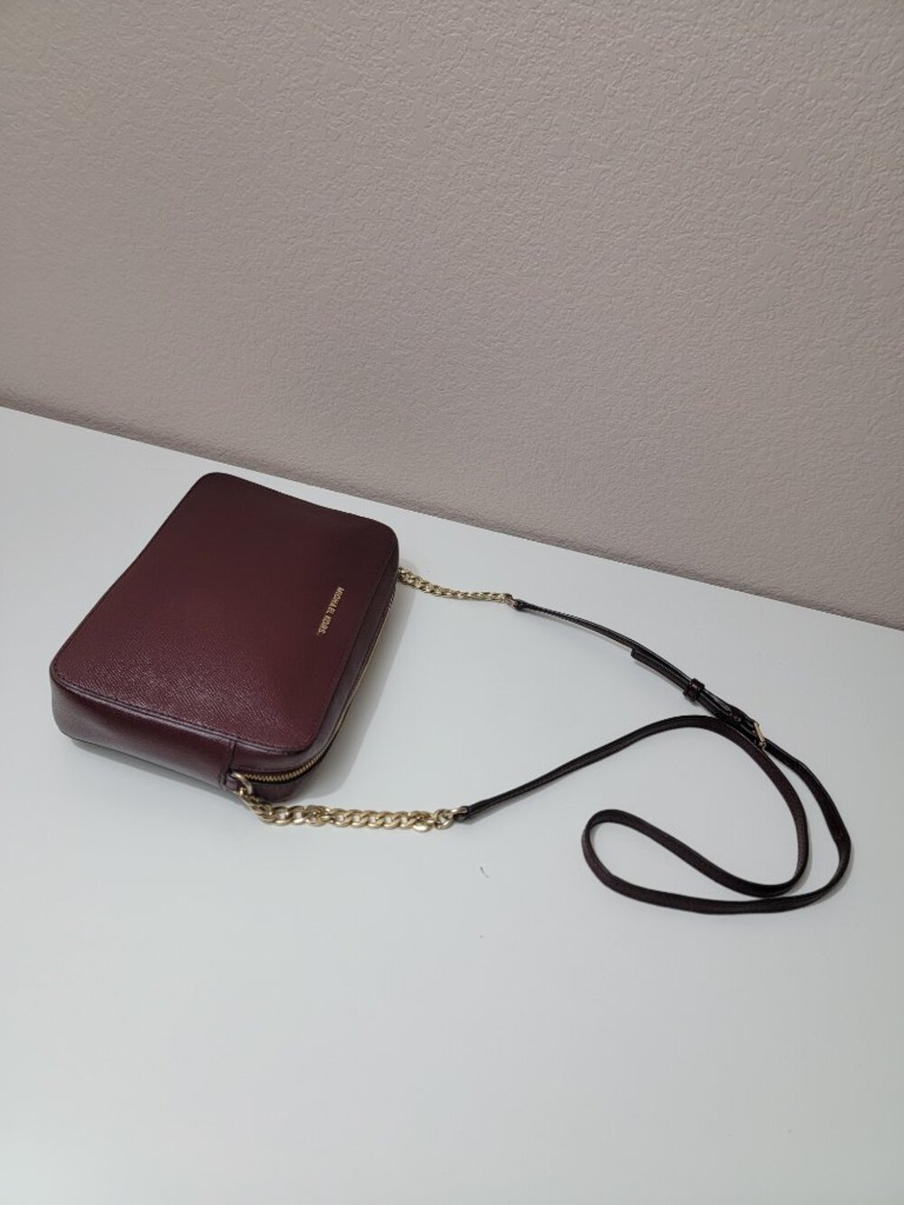 Michael Kors Jet Set East West Crossbody Bag Merlot Burgundy Saffiano Leather - Picture 7 of 10